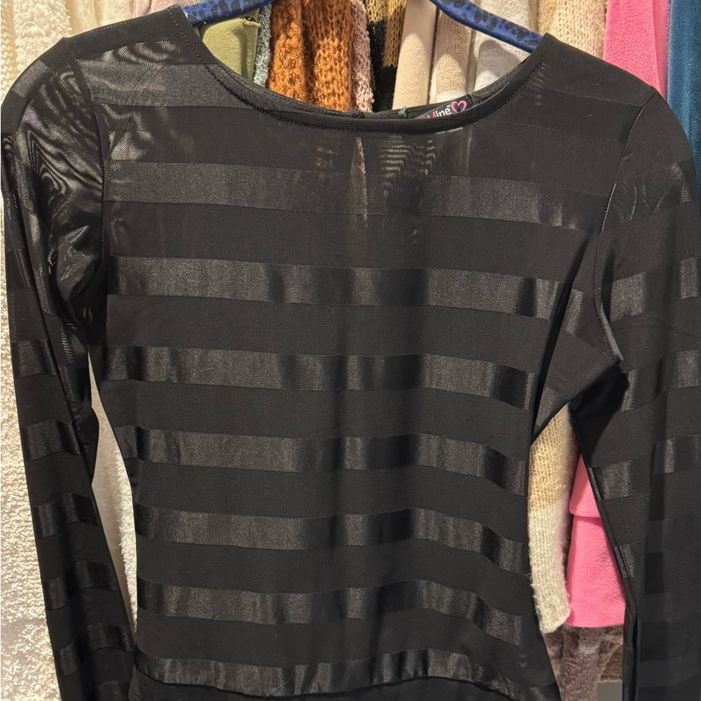 Black Striped Long Sleeve Bodysuit